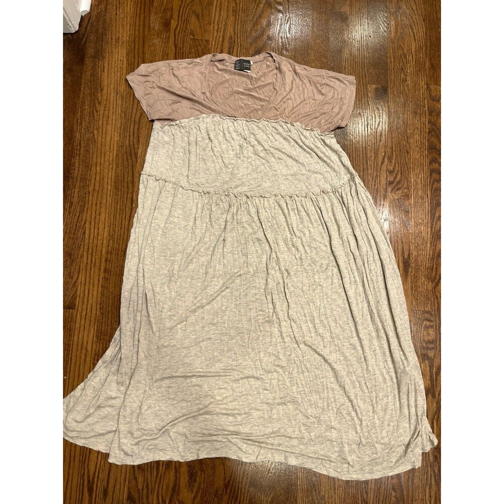 Anthropologie Saturday Sunday Two-Tone Tiered Maxi Dress V-Neck Flowy Medium
